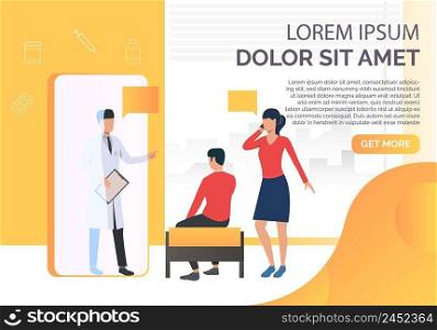 Woman talking to doctor on cellphone vector illustration. Consultancy, hotline, health insurance. Medical app concept. Creative design for presentations, websites, banners