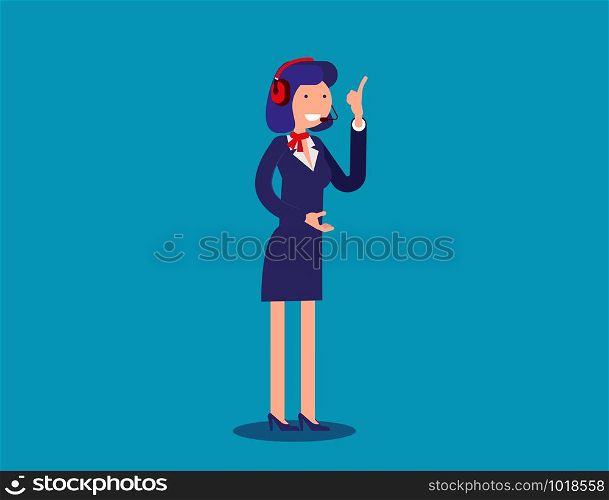 Woman tech support or troubleshooting department in business. Concept business support specialists vector illustration.