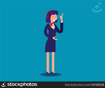 Woman tech support or troubleshooting department in business. Concept business support specialists vector illustration.