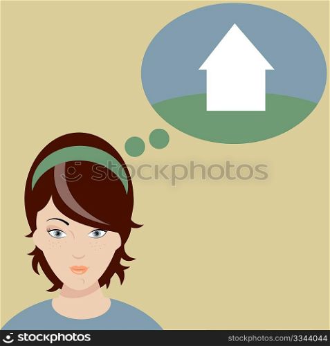 Woman thinking about a house