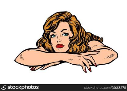 woman thought, lies isolated on white background. woman thought, lies. isolated on white background. Pop art retro vector illustration vintage kitsch drawing. woman thought, lies isolated on white background