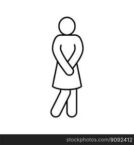 woman toilet silhouette line icon vector. woman toilet silhouette sign. isolated contour symbol black illustration. woman toilet silhouette line icon vector illustration