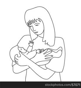 Woman torso and small baby line art