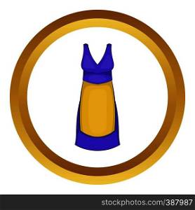 Woman traditional swedish costume vector icon in golden circle, cartoon style isolated on white background. Woman swedish costume vector icon
