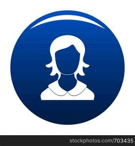 Woman user icon vector blue circle isolated on white background . Woman user icon blue vector