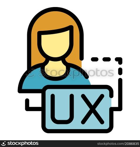 Woman ux interaction icon. Outline woman ux interaction vector icon color flat isolated. Woman ux interaction icon color outline vector