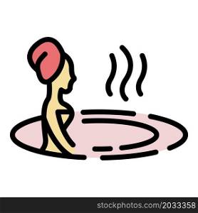 Woman water massage icon. Outline woman water massage vector icon color flat isolated. Woman water massage icon color outline vector