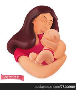 Woman with a child. Mother&rsquo;s day vector illustration. Plasticine art object