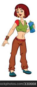 Woman with a Water Bottle, vector illustration