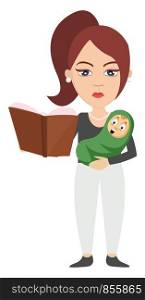 Woman with baby, illustration, vector on white background.
