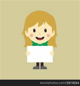 woman with blank sign theme vector art illustration. woman with blank sign