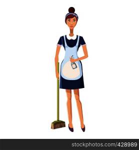 Woman with brush icon. Cartoon illustration of woman with brush vector icon for web. Woman with brush icon, cartoon style