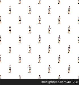 Woman with brush pattern seamless repeat in cartoon style vector illustration. Woman with brush pattern
