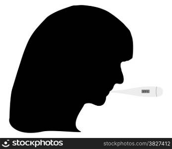Woman with clinical thermometer in her mouth