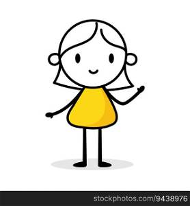 Woman with great idea on white background. Hand drawn doodle man. Idea and creativity concept. Vector stock illustration.