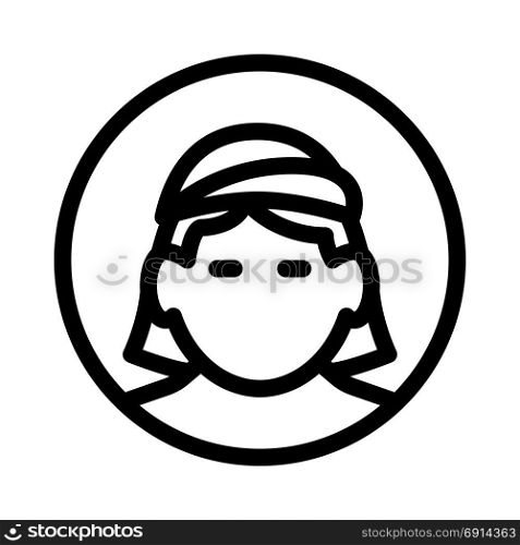 woman with head covered, icon on isolated background