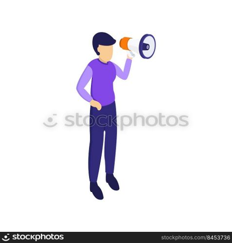 Woman with isometric megaphone