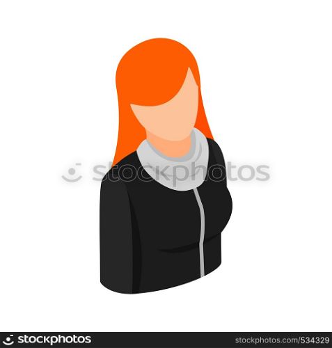 Woman with long red hair icon in isometric 3d style on a white background. Woman with long red hair icon, isometric 3d style