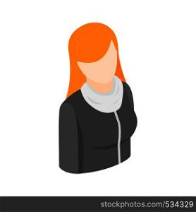 Woman with long red hair icon in isometric 3d style on a white background. Woman with long red hair icon, isometric 3d style