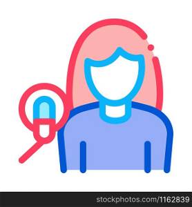 Woman With Microphone Icon Vector. Outline Woman With Microphone Sign. Isolated Contour Symbol Illustration. Woman With Microphone Icon Outline Illustration