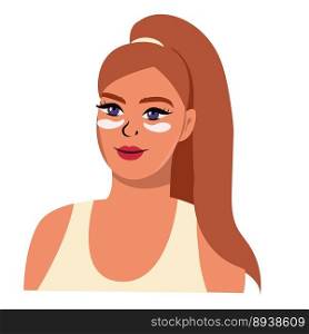 woman with patches on her eyes. Treatment of wrinkles, pimples, bags under the eyes. Spa treatments at home. vector illustration. Woman with patches on her eyes. Treatment of wrinkles, pimples, bags under the eyes. Spa treatments at home. vector illustration.
