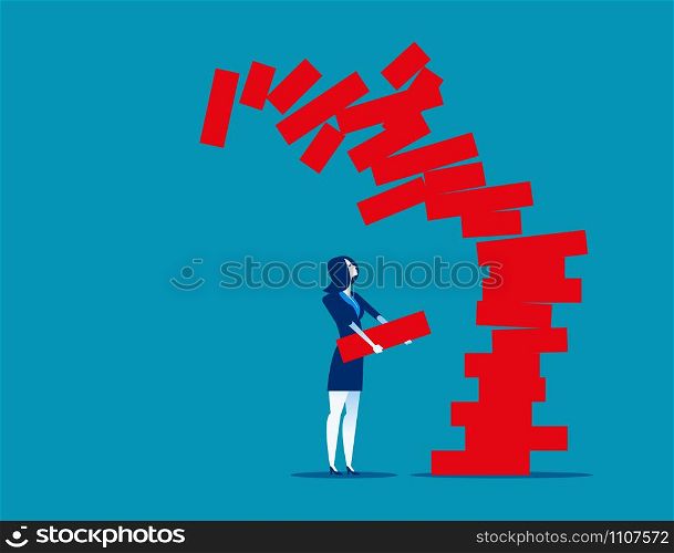 Woman with planning risk and strategy in business. Conceut business vector illustration.