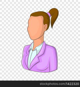 Woman with ponytail avatar icon. Cartoon illustration of avatar vector icon for web design. Woman with ponytail avatar icon, cartoon style
