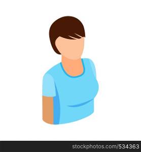 Woman with short hair icon in isometric 3d style on a white background. Woman with short hair icon, isometric 3d style