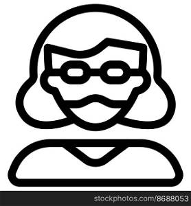 Woman with short hair wearing mask and glasses.. Woman with short hair wearing mask and glasses