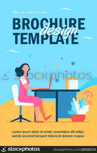 Woman working in office. Employee, worker, manager, interior flat vector illustration. Workplace, professional, business concept for banner, website design or landing web page