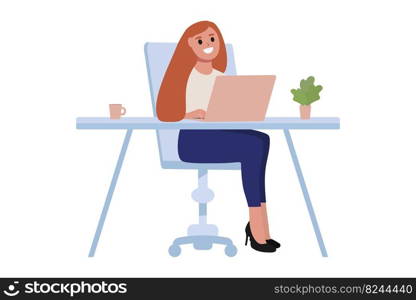 Woman working on a laptop in the office