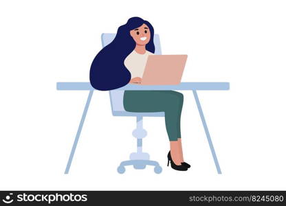 Woman working on a laptop in the office
