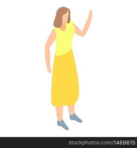 Woman yellow dress icon. Isometric of woman yellow dress vector icon for web design isolated on white background. Woman yellow dress icon, isometric style