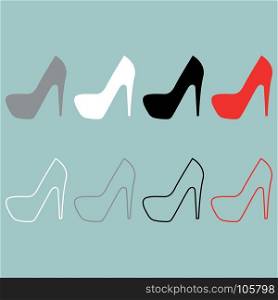 Womans shoes or louboutins icon.. Womans shoes icon set.