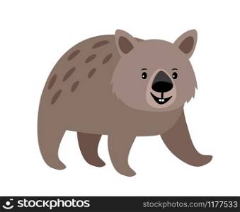Wombat cute grey spotted animal icon isolated on white background. Wombat cute animal icon