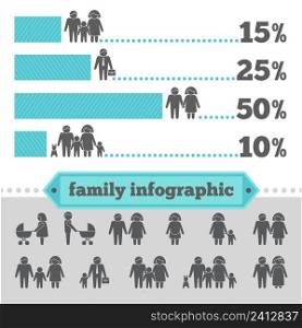 Women and men family figures infographic set of parents children couple isolated vector illustration