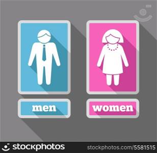 Women and men restroom symbols colored icons set isolated vector illustration