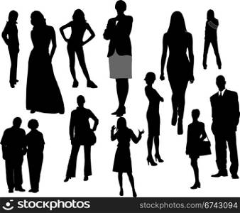 Women and men silhouettes. Vector illustration