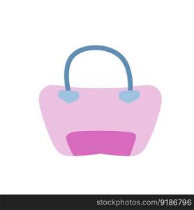 Women bag. Flat handbag. Pink Stylish purse. Personal accessory. Cartoon illustration isolated on white. Women bag. Flat handbag. Stylish purse