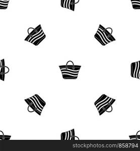 Women beach bag pattern repeat seamless in black color for any design. Vector geometric illustration. Women beach bag pattern seamless black