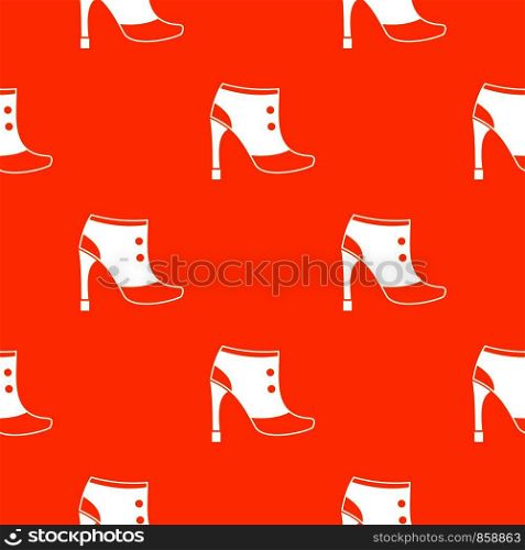 Women boots pattern repeat seamless in orange color for any design. Vector geometric illustration. Women boots pattern seamless