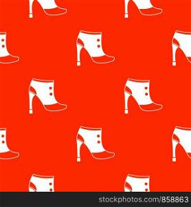Women boots pattern repeat seamless in orange color for any design. Vector geometric illustration. Women boots pattern seamless
