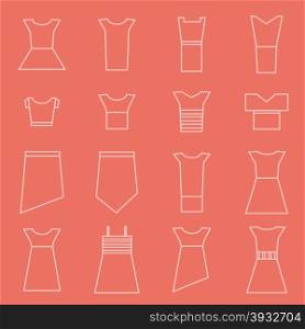 Women clothing icons set, vector format