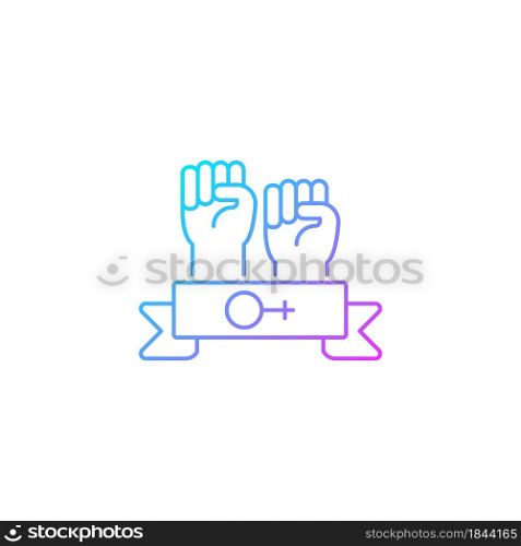 Women community gradient linear vector icon. Support equal rights for women. Feminist solidarity. Fighting sexism. Thin line color symbol. Modern style pictogram. Vector isolated outline drawing. Women community gradient linear vector icon