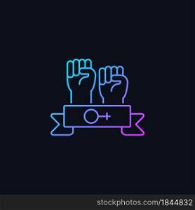 Women community gradient vector icon for dark theme. Support equal rights for women. Feminist solidarity. Thin line color symbol. Modern style pictogram. Vector isolated outline drawing. Women community gradient vector icon for dark theme