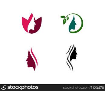 Women face silhouette character Logo Template