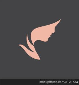 Women face silhouette illustration logo flat design