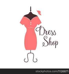 Women fashion logo design template. Dress emblem.. Women fashion logo design template. Dress emblem