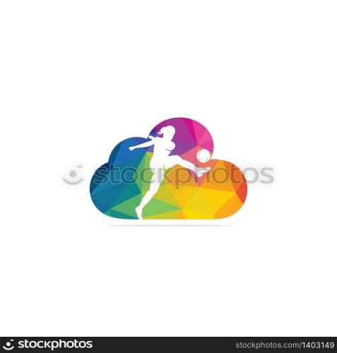 Women football club vector logo design. Women football player and cloud icon vector design.