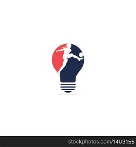 Women football club vector logo design. Women football player and light bulb icon vector design.